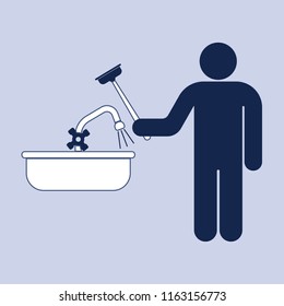 Plumbing work symbol icon. Vector illustration