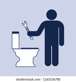 Plumbing work symbol icon. Vector illustration