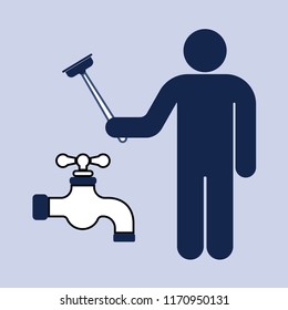 Plumbing work symbol icon. Vector illustration