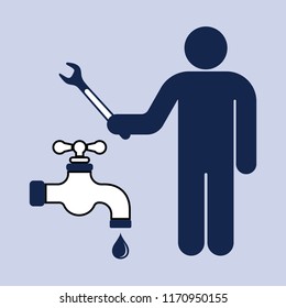 Plumbing work symbol icon. Vector illustration