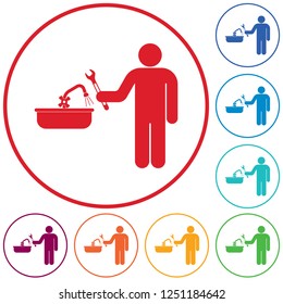 Plumbing work symbol icon. Vector illustration