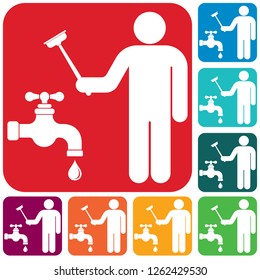 Plumbing work symbol icon. Vector illustration