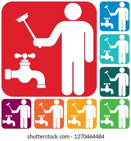Plumbing work symbol icon. Vector illustration