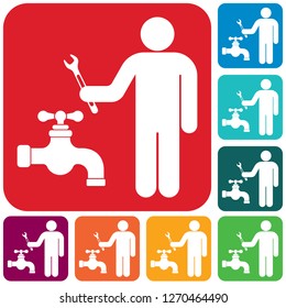 Plumbing work symbol icon. Vector illustration