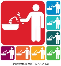 Plumbing work symbol icon. Vector illustration