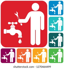 Plumbing work symbol icon. Vector illustration