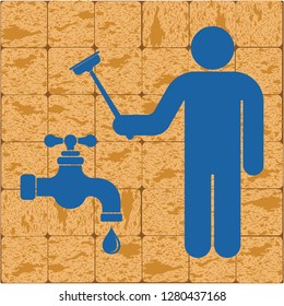 Plumbing work symbol icon. Vector illustration