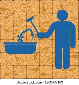 Plumbing work symbol icon. Vector illustration