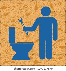 Plumbing work symbol icon. Vector illustration