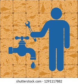 Plumbing work symbol icon. Vector illustration