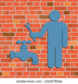 Plumbing work symbol icon. Vector illustration
