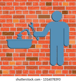 Plumbing work symbol icon. Vector illustration