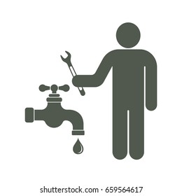 Plumbing work symbol icon. Vector illustration