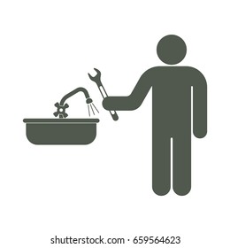 Plumbing work symbol icon. Vector illustration