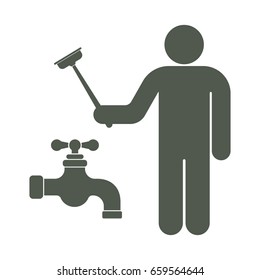 Plumbing work symbol icon. Vector illustration