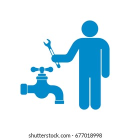 Plumbing work symbol icon. Vector illustration