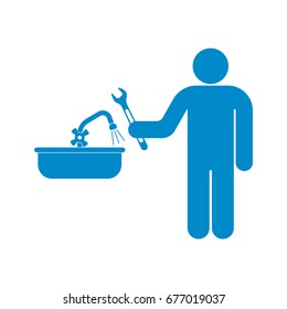 Plumbing work symbol icon. Vector illustration