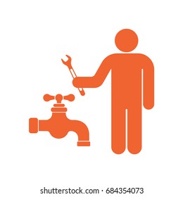 Plumbing work symbol icon. Vector illustration