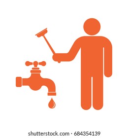 Plumbing work symbol icon. Vector illustration