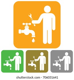Plumbing work symbol icon. Vector illustration
