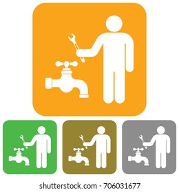Plumbing work symbol icon. Vector illustration