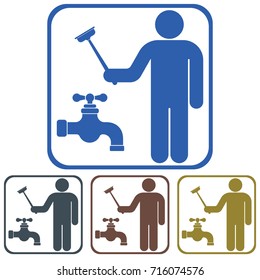 Plumbing work symbol icon. Vector illustration