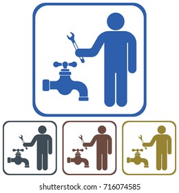 Plumbing work symbol icon. Vector illustration