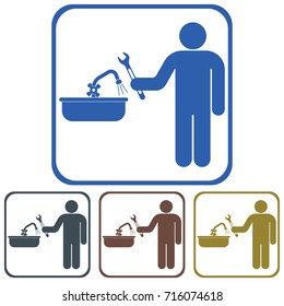 Plumbing work symbol icon. Vector illustration