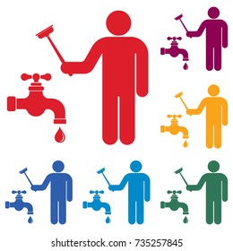 Plumbing work symbol icon. Vector illustration
