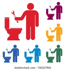 Plumbing work symbol icon. Vector illustration