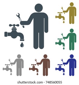 Plumbing work symbol icon. Vector illustration