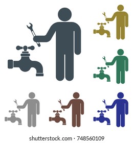Plumbing work symbol icon. Vector illustration
