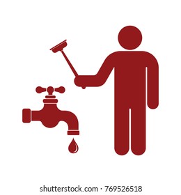 Plumbing work symbol icon. Vector illustration
