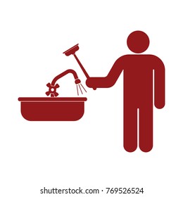 Plumbing work symbol icon. Vector illustration