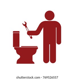 Plumbing work symbol icon. Vector illustration