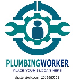 PLUMBING WORKER PLACE YOUR SLOGAN HERE VEKTOR