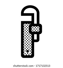 Plumbing Wrench. Icon Filled with Dots.