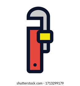 Plumbing Wrench. Simple Vector Color Icon.