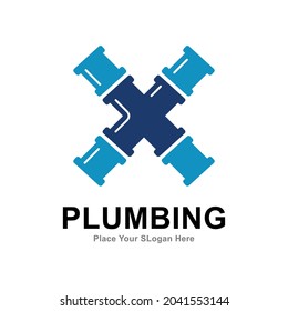 Plumbing X Letter Logo Vector Design. Suitable For Pipe Service, Drainage, Sanitation Home, And Maintenance Service Company   