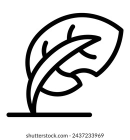 Icono de pluma de pluma vector de contorno. Herramienta de escritura antigua. Dibujo de suministros vintage