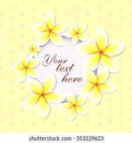 plumeria. exotic flowers. Frame round. Vector