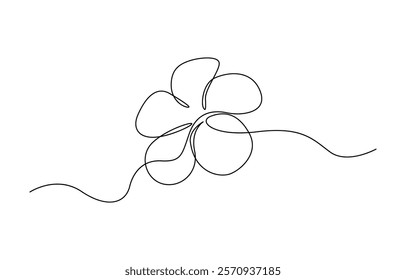 Plumeria flower continuous one line drawing. Frangipani linear blossom. One continuous line drawing of Plumeria flower. Frangipani blossom with petals for floral tattoo in simple linear style.