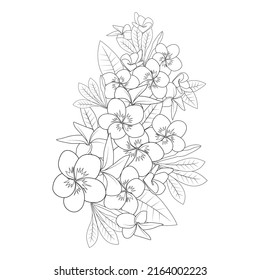 Plumeria Flower Doodle Coloring Page Outline Stock Vector (Royalty Free ...