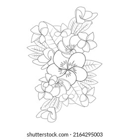 Plumeria Flower Line Art Sketch Outline Stock Vector (Royalty Free ...