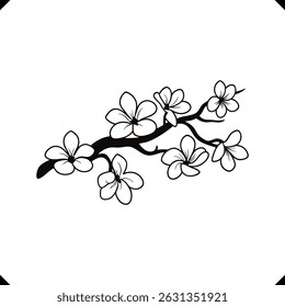 Plumeria Flower vector - Five-Petaled Bloom with Smooth Curves, Central Marking, and Slender Stem in Elegant Line Art