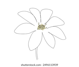 Plumeria flowers in continuous line art drawing style. Border with fragrant tropical  flowers. Minimalist black linear sketch on white background. Vector illustration