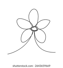 Plumeria flowers in continuous line art drawing style