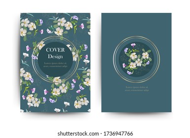 Plumeria flowers on cover journal book.Cover design. Can be used for invitation, card, cover book, notebook. Size A4. Vector illustration 