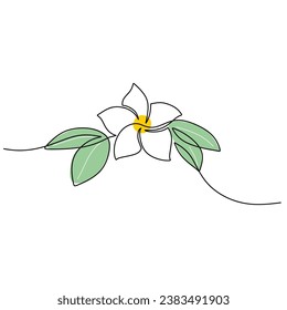 Vector de flores de plumeria. Un dibujo de línea continua. Plantas tropicales exóticas. Ilustración vectorial aislada. Diseño minimalista a mano.