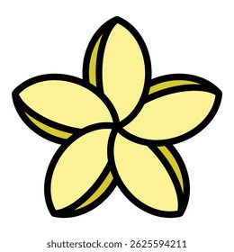 Plumeria wedding icon. Outline plumeria wedding vector icon color flat isolated
